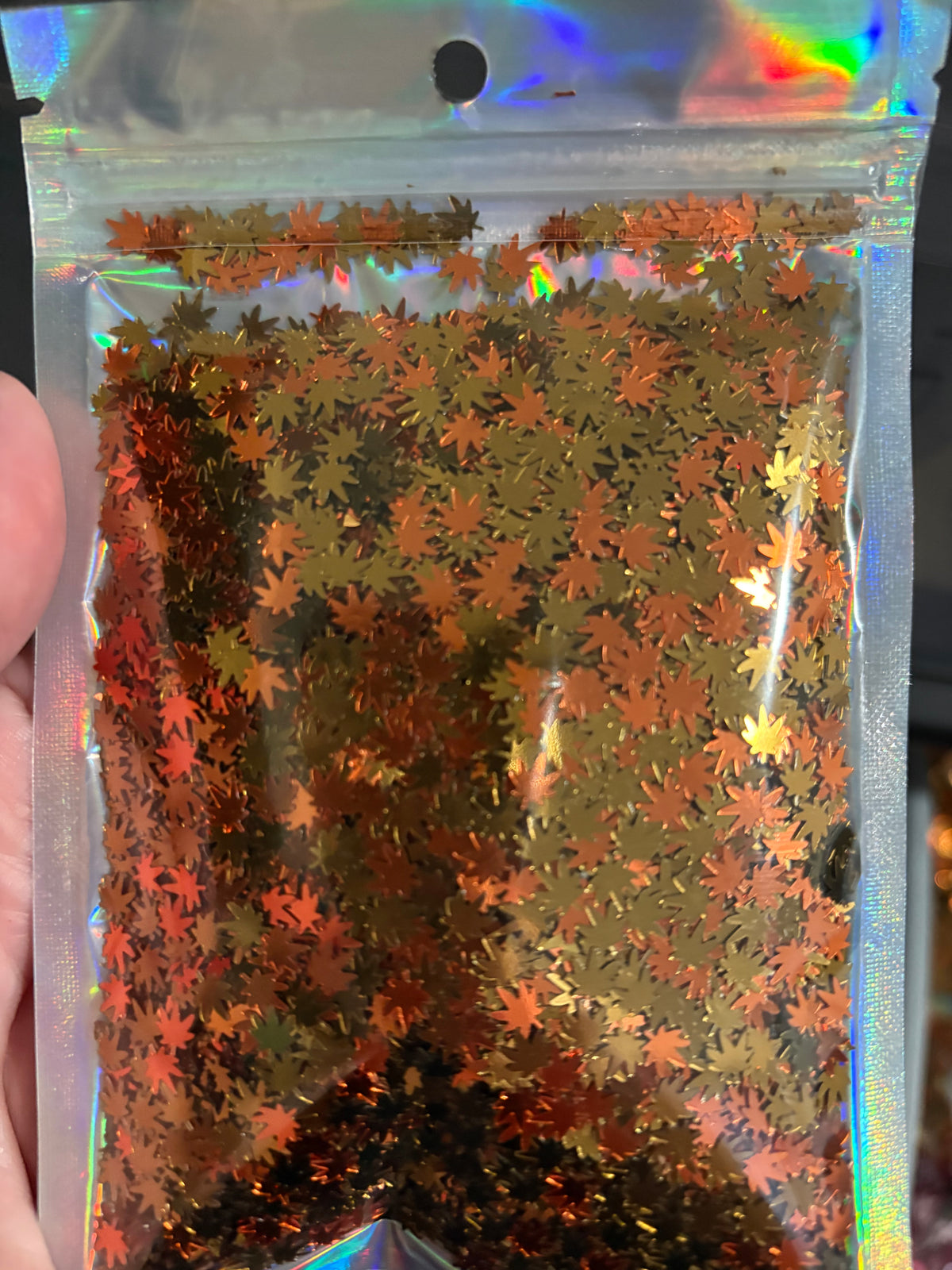 Fall leaves shaped glitter